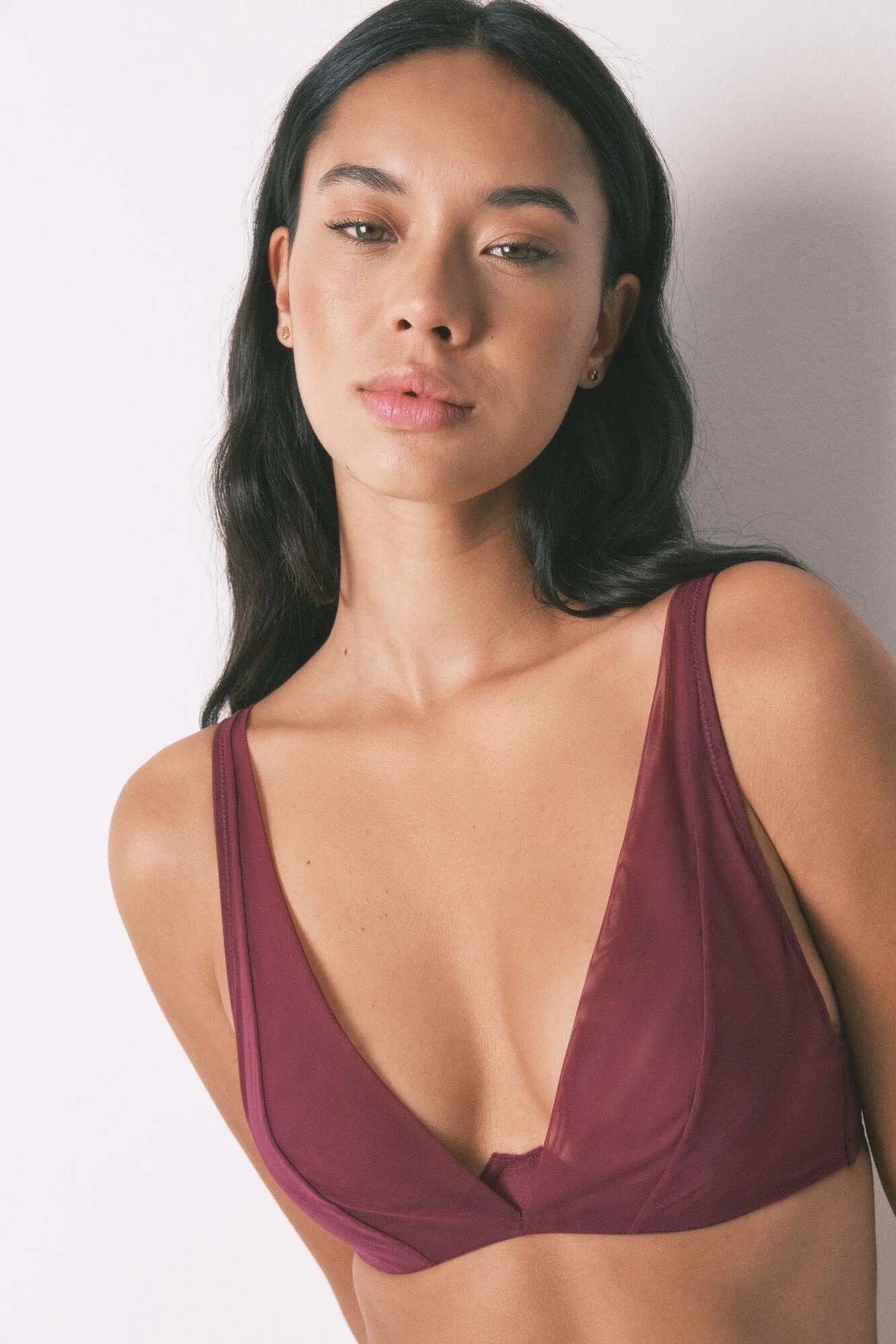 Wine tulle halterneck bra with special fastening - Image 7