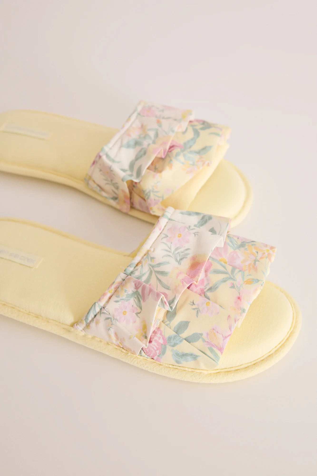 Yellow floral open slippers