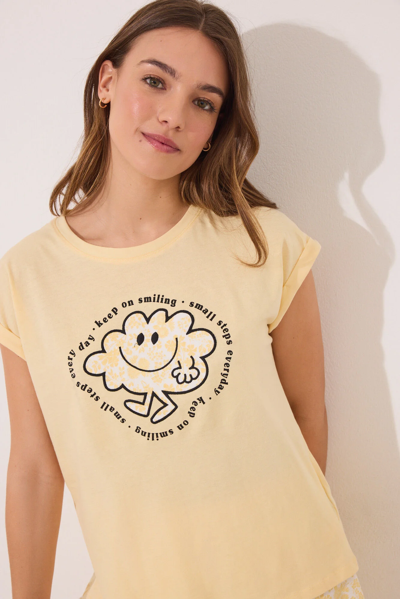 Yellow Smiley Cotton Short Pyjamas - Image 3